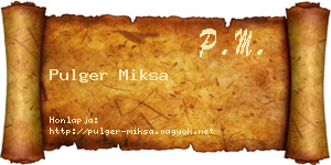 Pulger Miksa névjegykártya